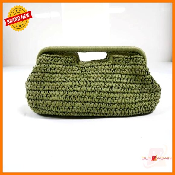 Large Straw Clutch Satchel Purse with Top Handle for Summer Beach - Picture 2 of 7